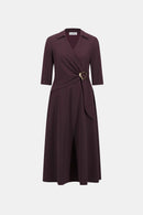 Herringbone Wrap Dress - Berry/black