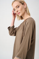 Satin Boat-Neck Tunic - Mink