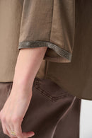 Satin Boat-Neck Tunic - Mink