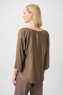 Satin Boat-Neck Tunic - Mink