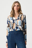 Satin Geometric Top - Off White/multi