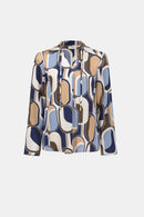 Satin Geometric Top - Off White/multi