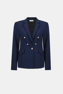 Scuba Crepe Fitted Blazer - Indigo