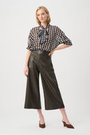 Leatherette Culotte Trouser - Mocha
