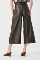 Leatherette Culotte Trouser - Mocha
