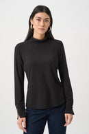 Jersey Mock Neck Top - Black