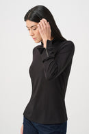Jersey Mock Neck Top - Black