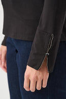 Jersey Mock Neck Top - Black