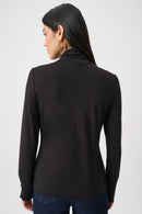 Jersey Mock Neck Top - Black