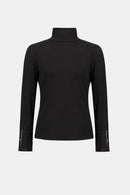 Jersey Mock Neck Top - Black