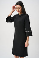 Pearl Detail A-Line Dress - Black