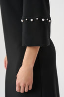 Pearl Detail A-Line Dress - Black