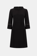 Pearl Detail A-Line Dress - Black