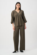 Scuba Crepe Zip Neck Top - Avocado
