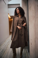 Scuba Suede Straight Coat - Mink