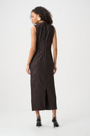 Satin Sleeveless Dress - Mocha