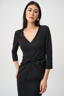Knot Waist Sheath Dress - Black