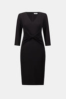 Knot Waist Sheath Dress - Black