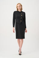 Mock Neck Sheath Dress - Black