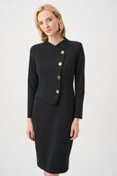 Mock Neck Sheath Dress - Black