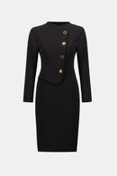 Mock Neck Sheath Dress - Black