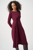 Draped Front Sheath Dress - Elderberry
