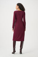 Draped Front Sheath Dress - Elderberry