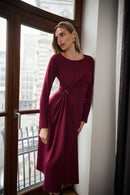 Draped Front Sheath Dress - Elderberry