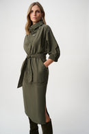 Cowl Neck Belted Dress - Avocado