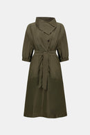 Cowl Neck Belted Dress - Avocado