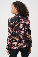 Satin Abstract Print Top - Black/multi