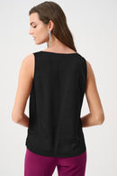 Satin Sleeveless VNeck Top - Black