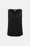 Satin Sleeveless VNeck Top - Black