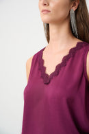 Satin Sleeveless VNeck Top - Berry Burst