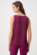 Satin Sleeveless VNeck Top - Berry Burst