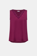 Satin Sleeveless VNeck Top - Berry Burst