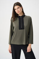 Color Block Straight Top - Avocado/black