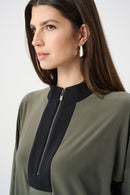 Color Block Straight Top - Avocado/black