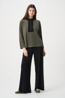Color Block Straight Top - Avocado/black
