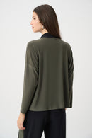Color Block Straight Top - Avocado/black