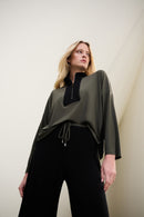 Color Block Straight Top - Avocado/black