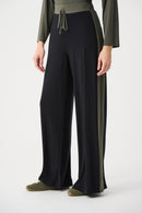 Wide Leg Pull-On Trouser - Black/avocado