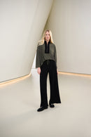 Wide Leg Pull-On Trouser - Black/avocado