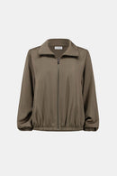 Satin Zip Bomber Jacket - Avocado