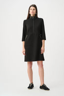 Funnel Neck Straight Dress - Black/avocado