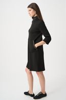 Funnel Neck Straight Dress - Black/avocado