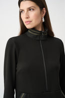 Funnel Neck Straight Dress - Black/avocado