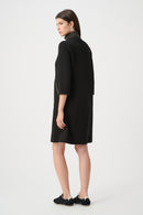 Funnel Neck Straight Dress - Black/avocado