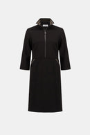 Funnel Neck Straight Dress - Black/avocado
