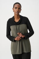 Funnel Neck Tunic - Avocado/black